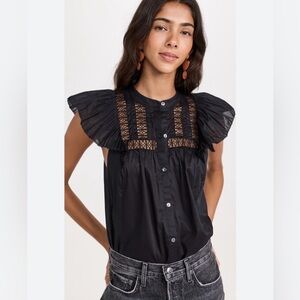 Rails Black Louella Lace Shirt Blouse